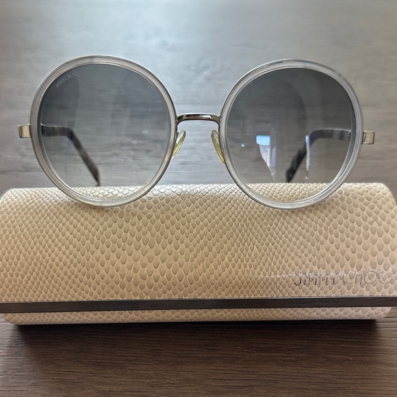 Jimmy Choo - Gray Round Sunglasses with glitter accent - Picture 4 of 14
